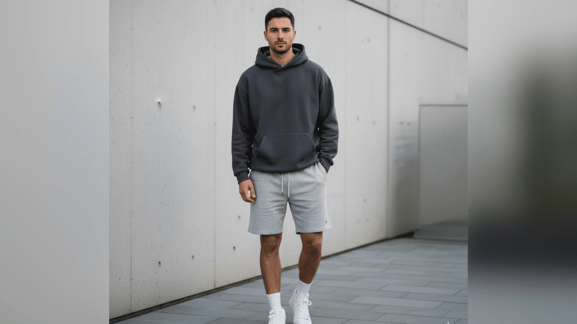 grey shorts outfit inspo