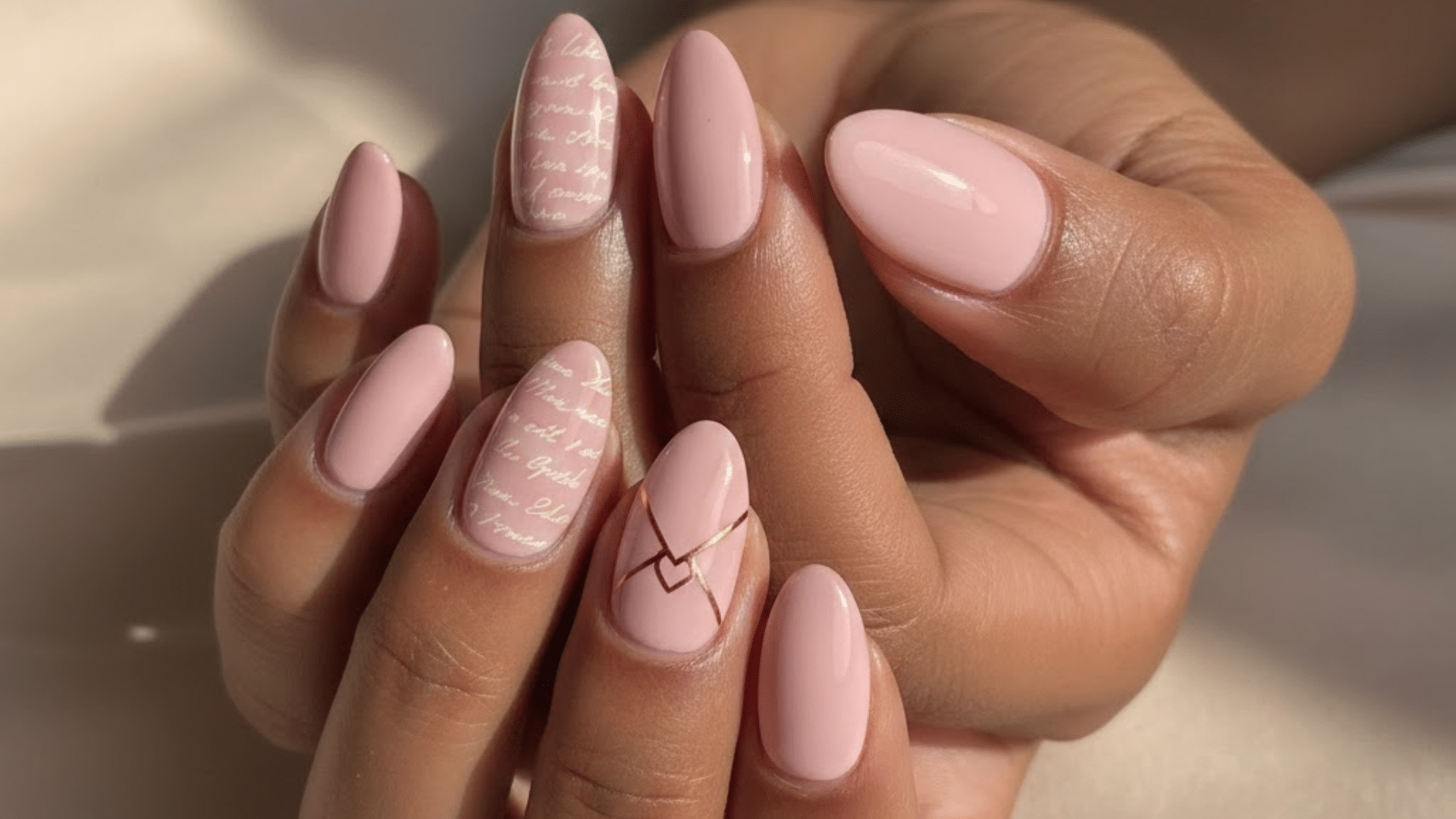 love letter pink valentines nail