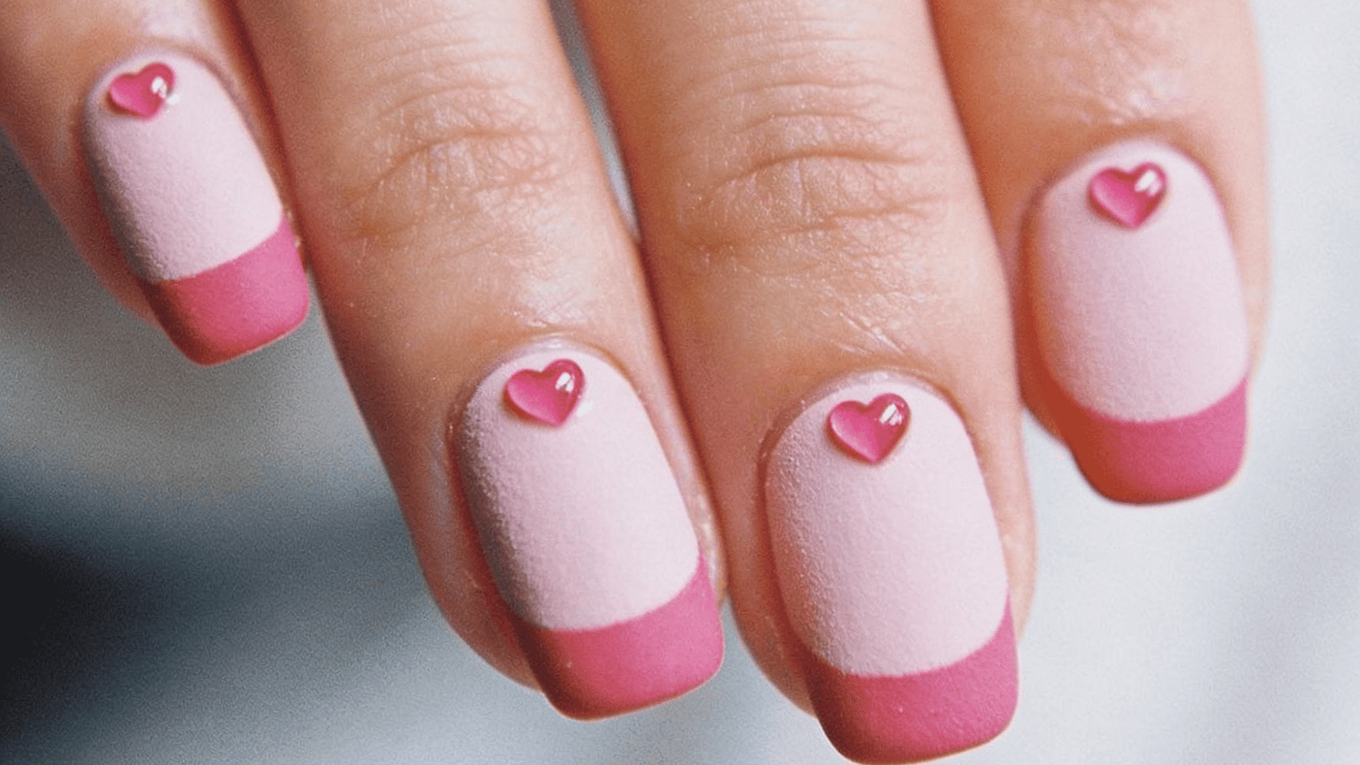 matte pink french nails