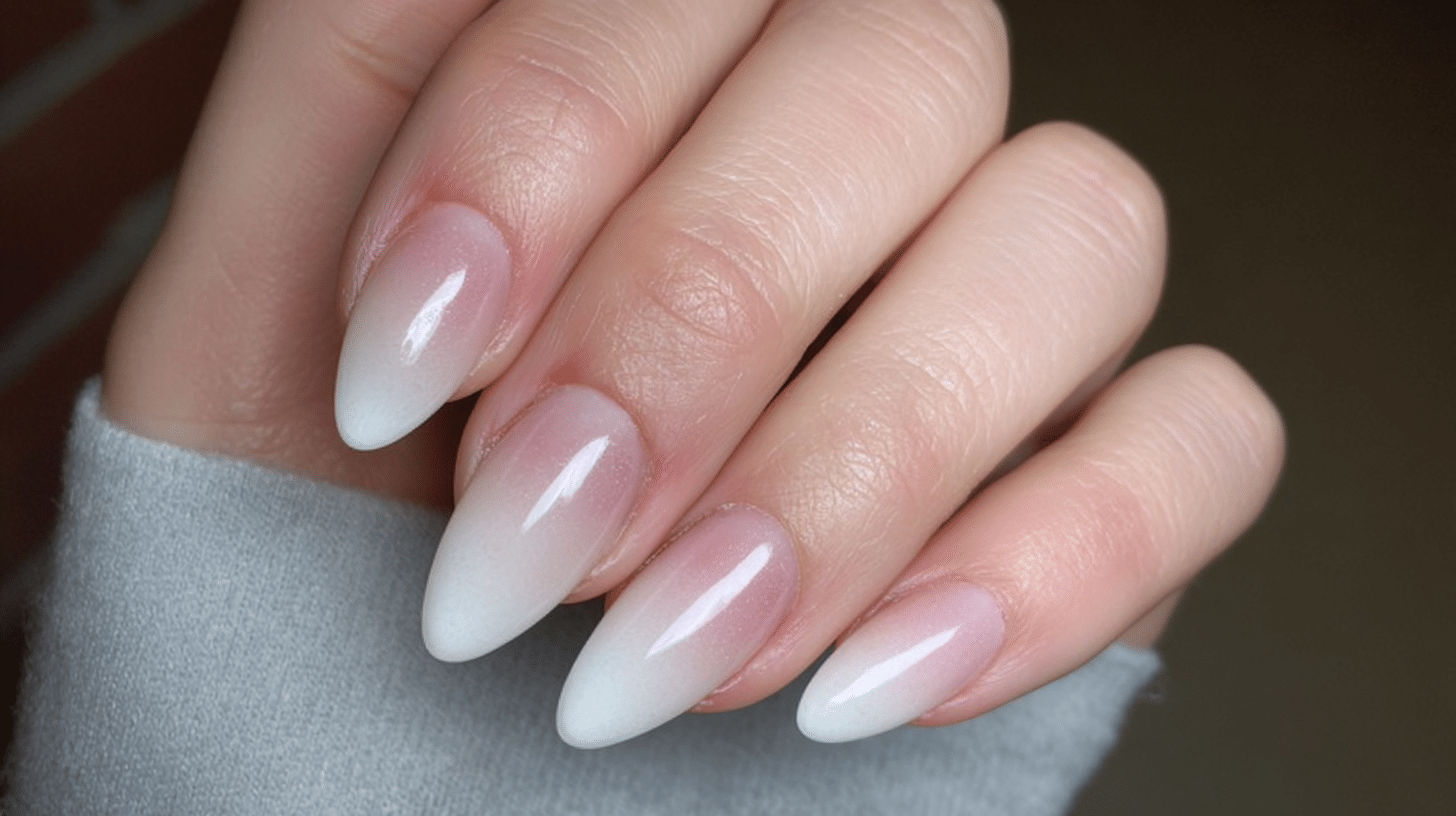 milky white base with white tips