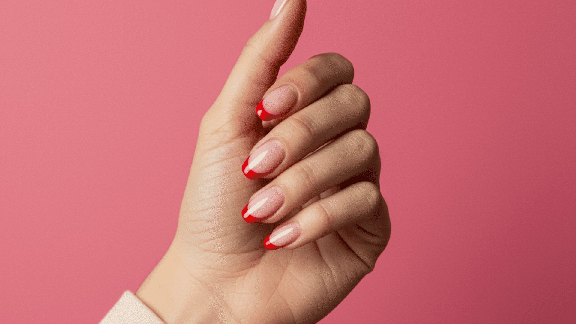 nude base with red french tips
