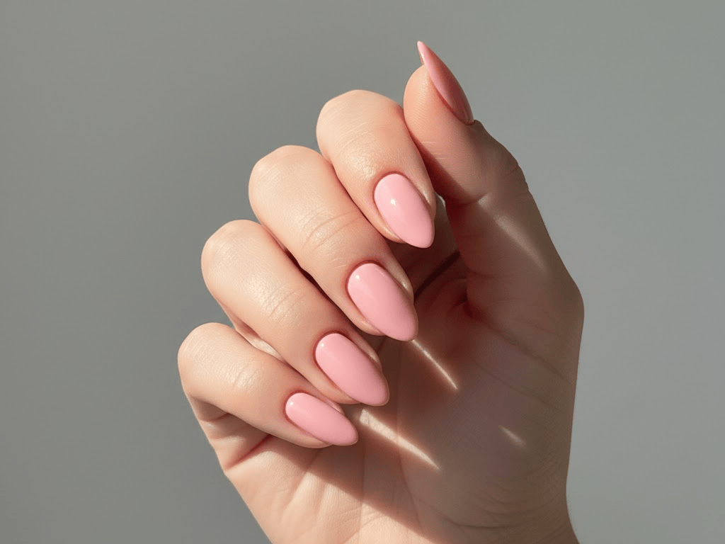 pink glossy valentines day nails