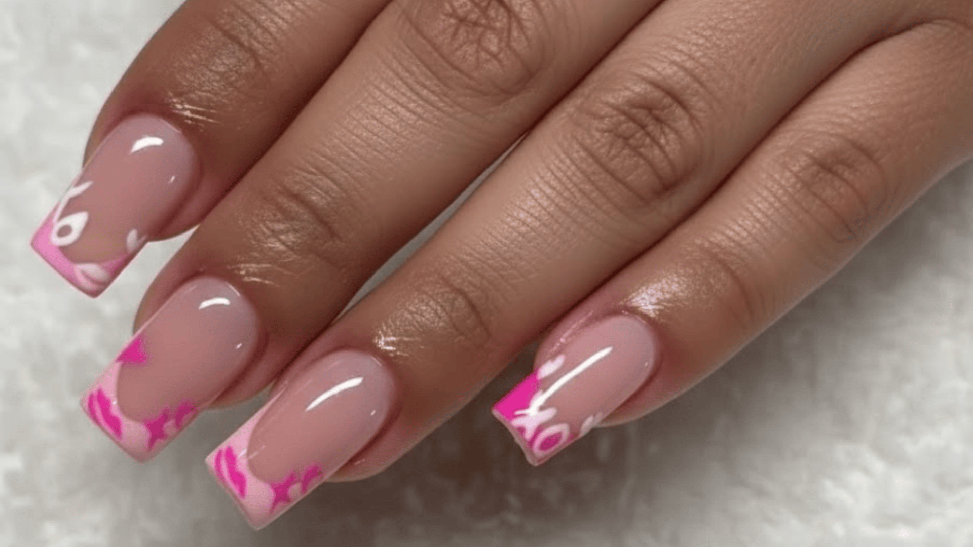 pink xo french tips