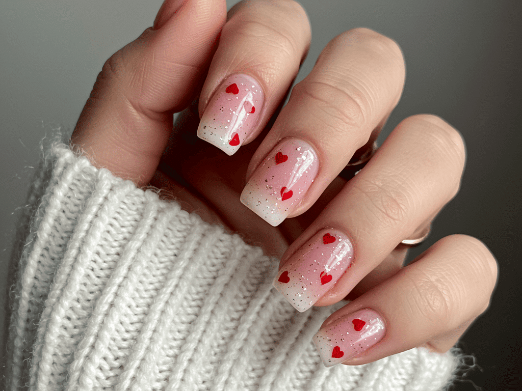 red heart valentines nail