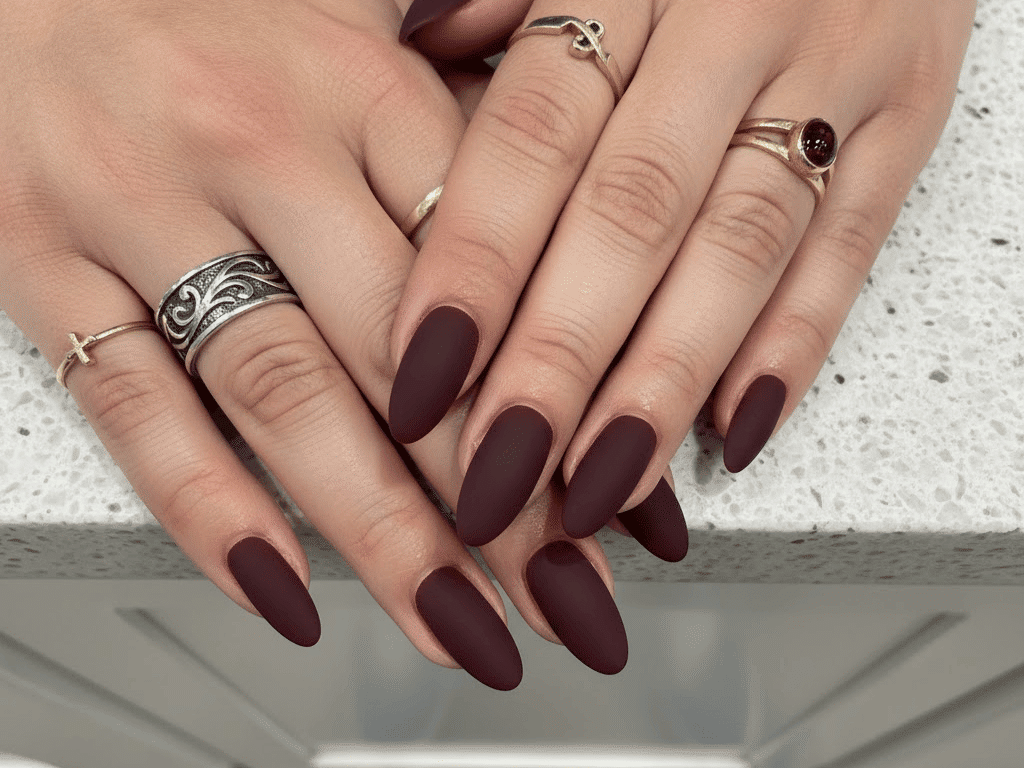 red matte valentines day nail