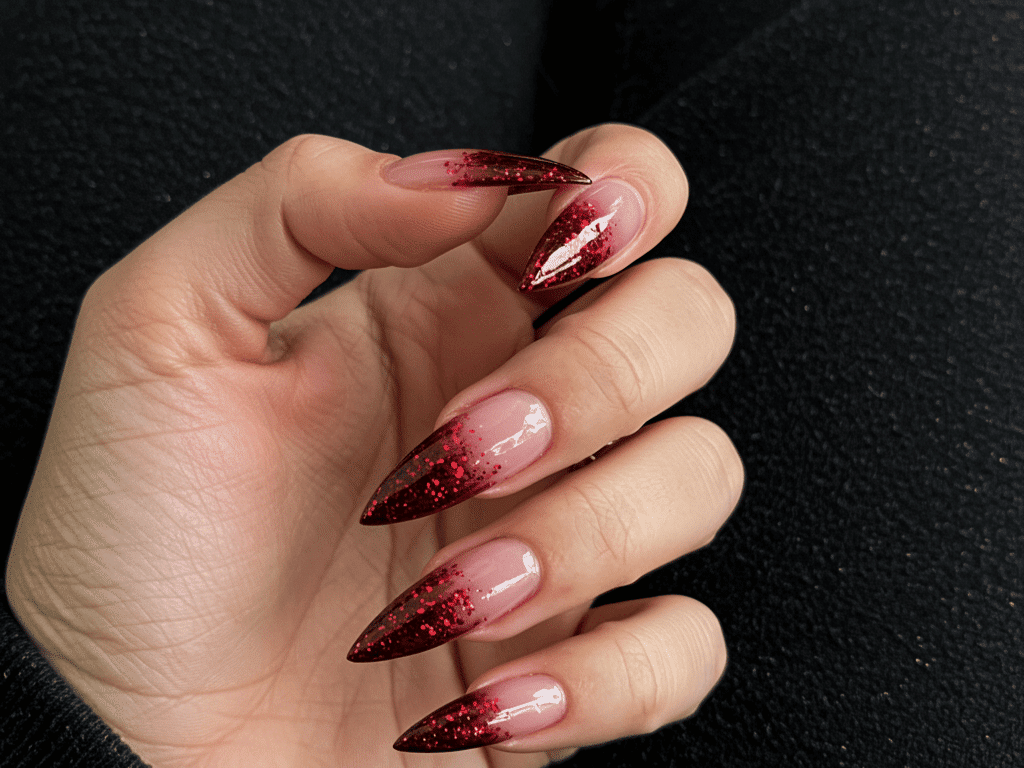 red ombre valentines day nails