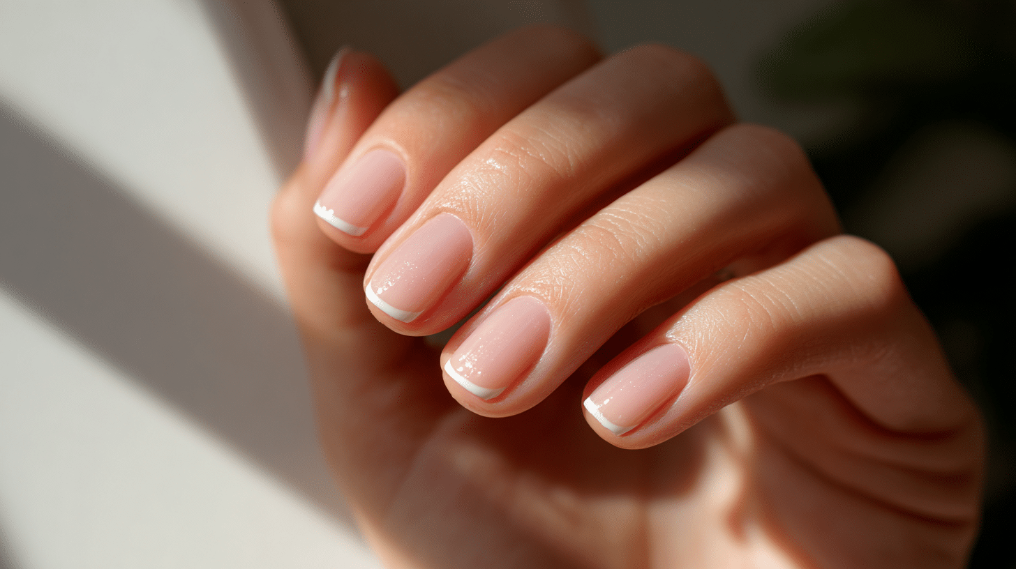 thin white tips on short nails