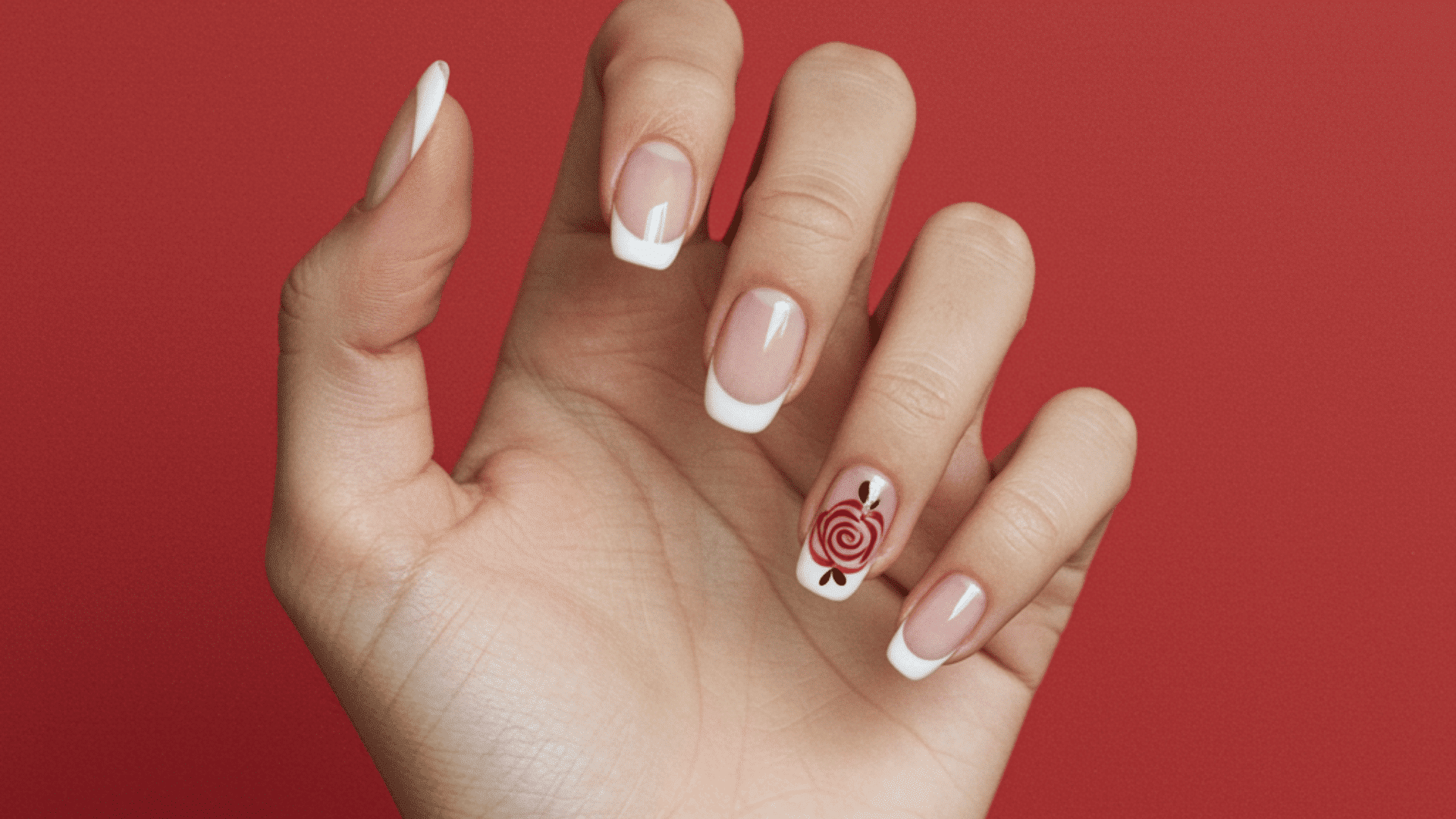 valentine french nails graphic art
