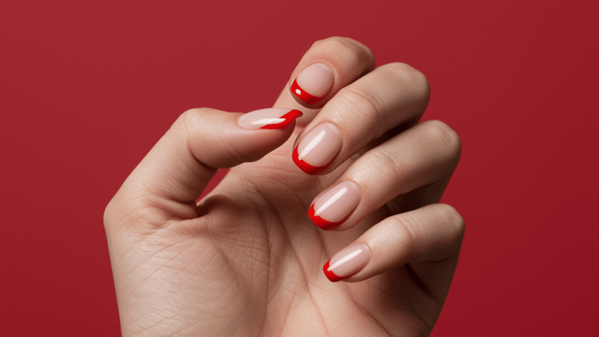 valentine french nails red