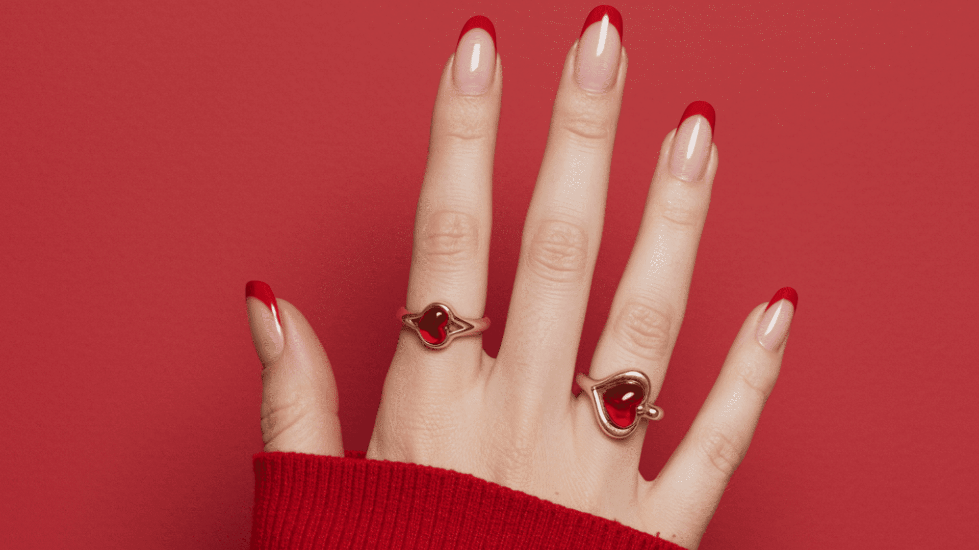 valentine french tips arcylic