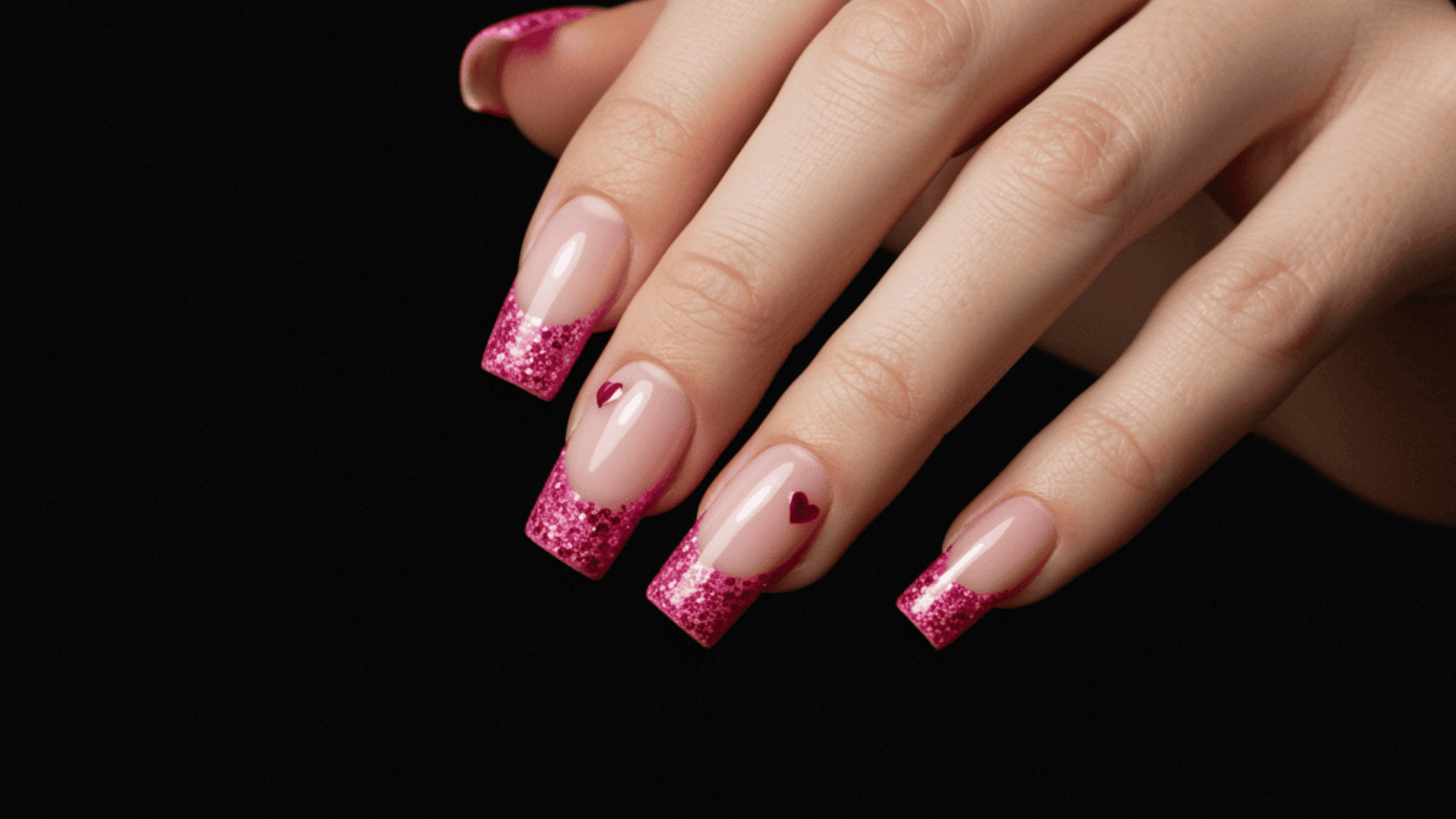 valentines day french heart accent nails