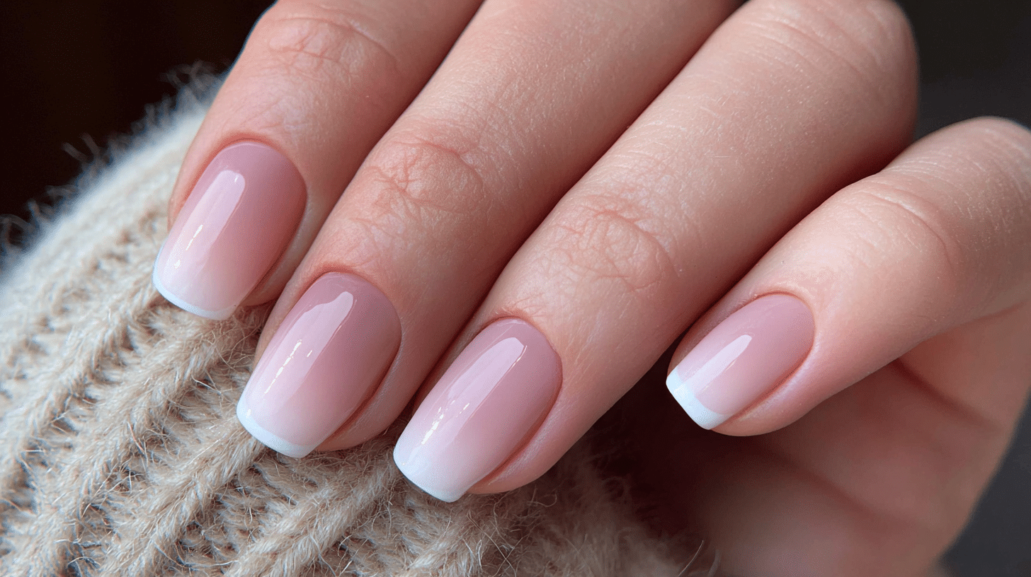 white french tips with soft ombre fade