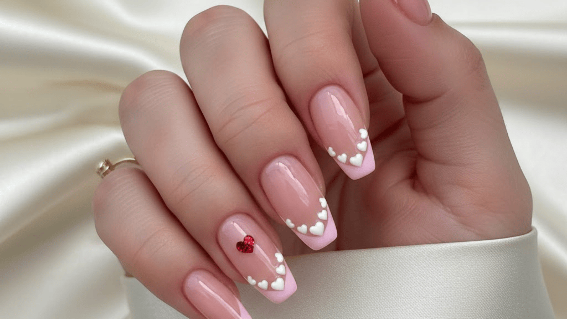 white heart french tips