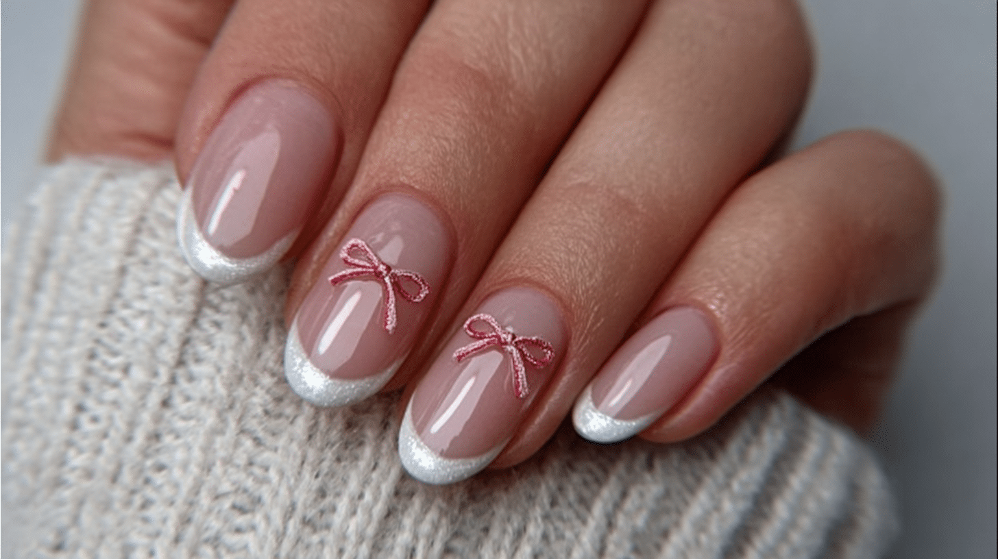 white tips with a tiny bow detail