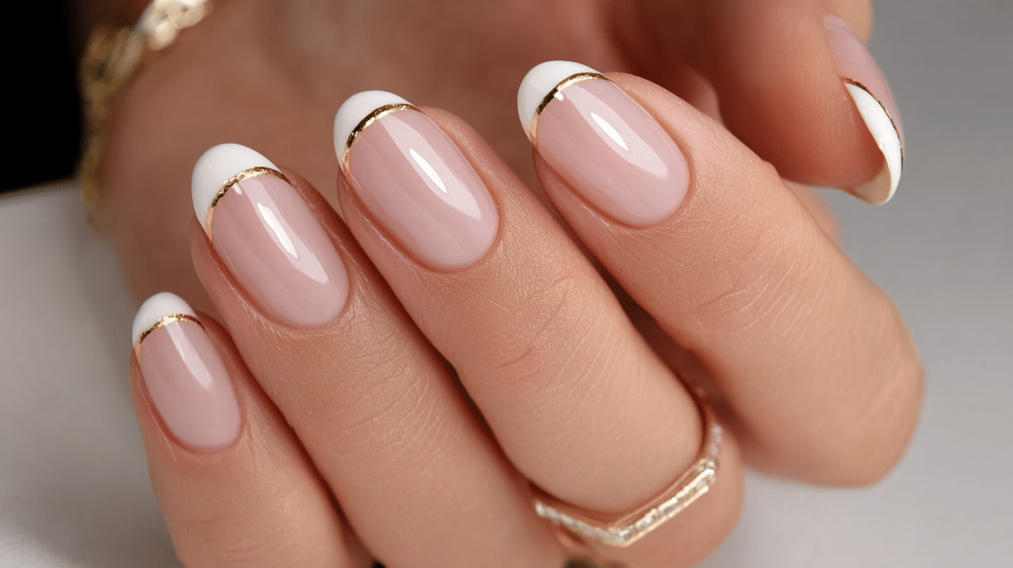 white tips with thin gold lines