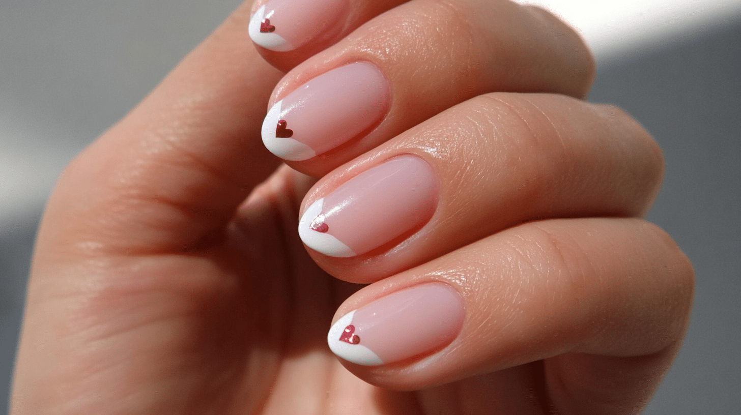 white tips with tiny heart accents