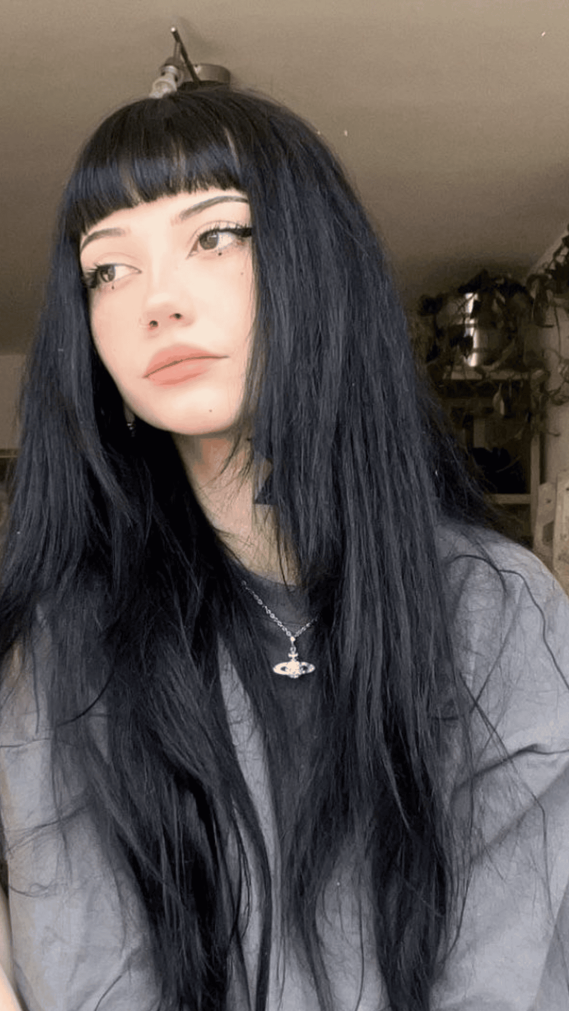 blunt straight across bangs
