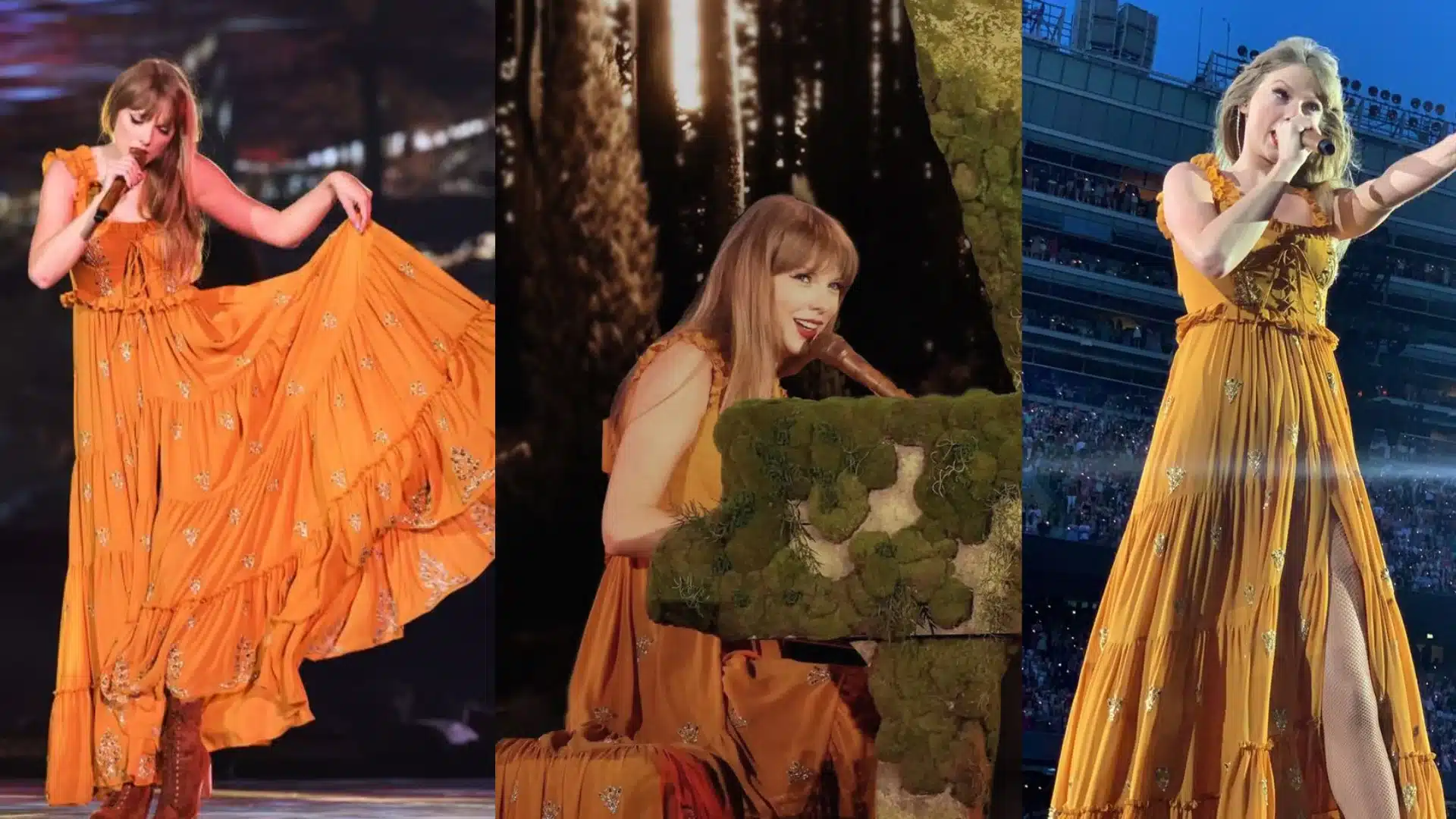 Warm autumnal layered dress for woodland stage aesthetic