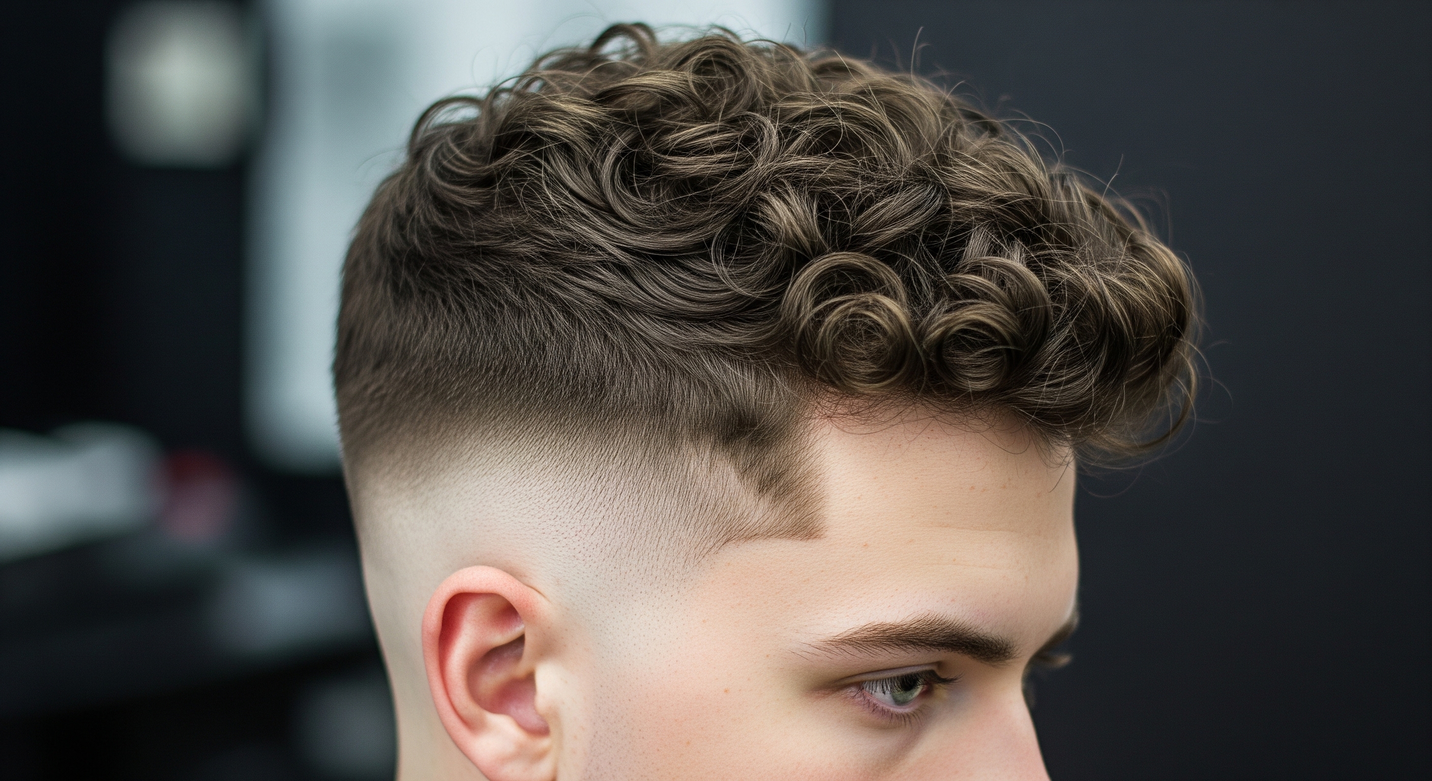 High Fade with Curly Top