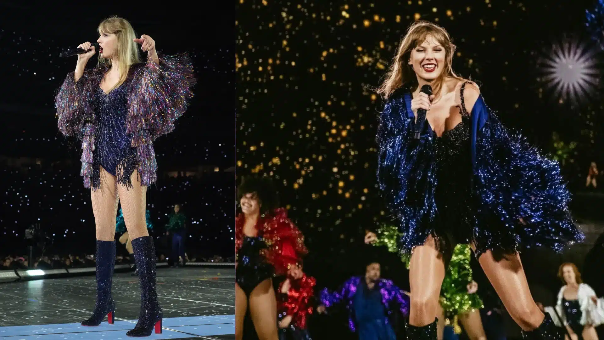 Structured bodysuit with Christian Louboutin boots for closing segment