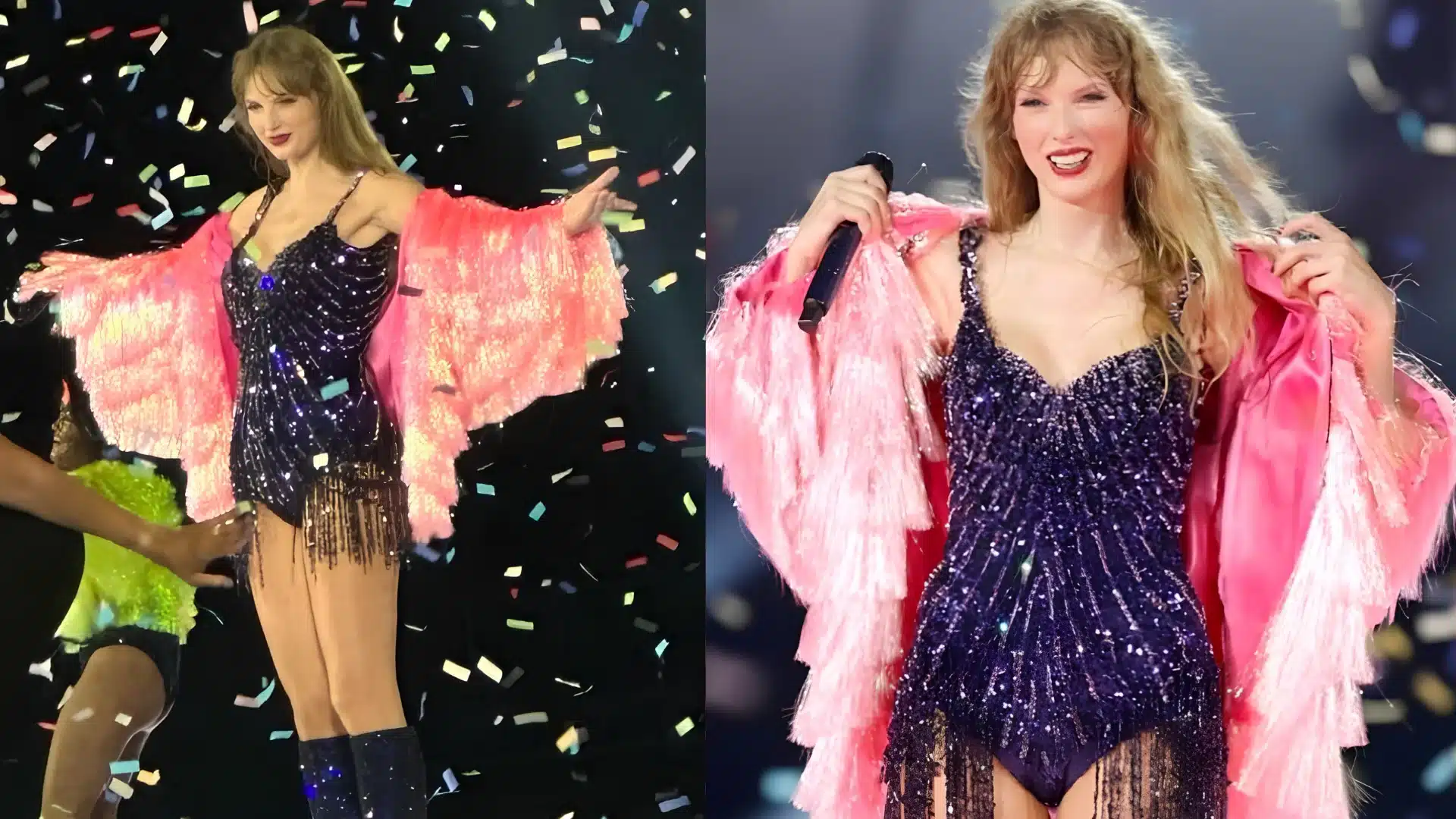 Purple Structured bodysuit with Christian Louboutin boots for closing segment