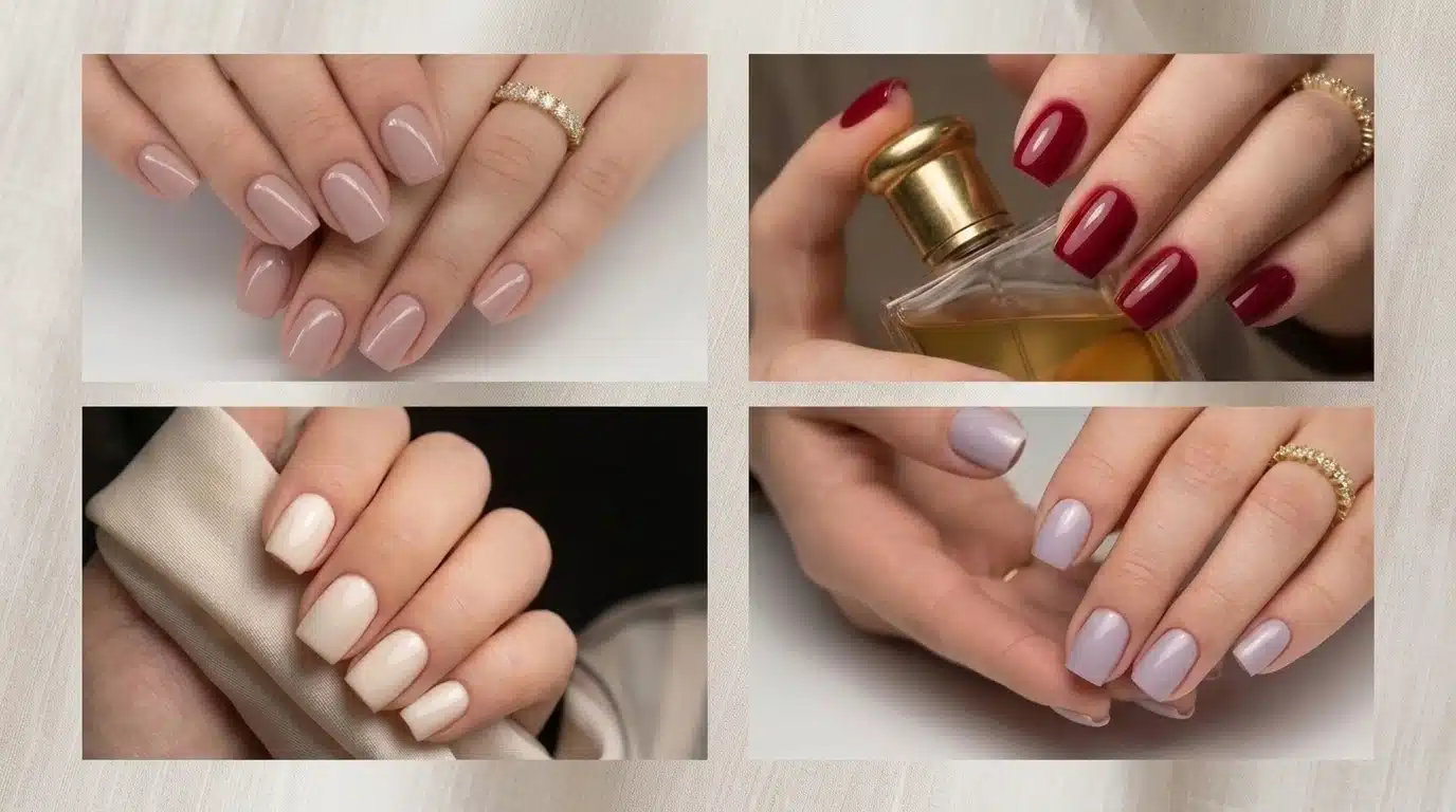 Four distinct nail art designs showcasing vibrant colors, intricate patterns, and creative styles.