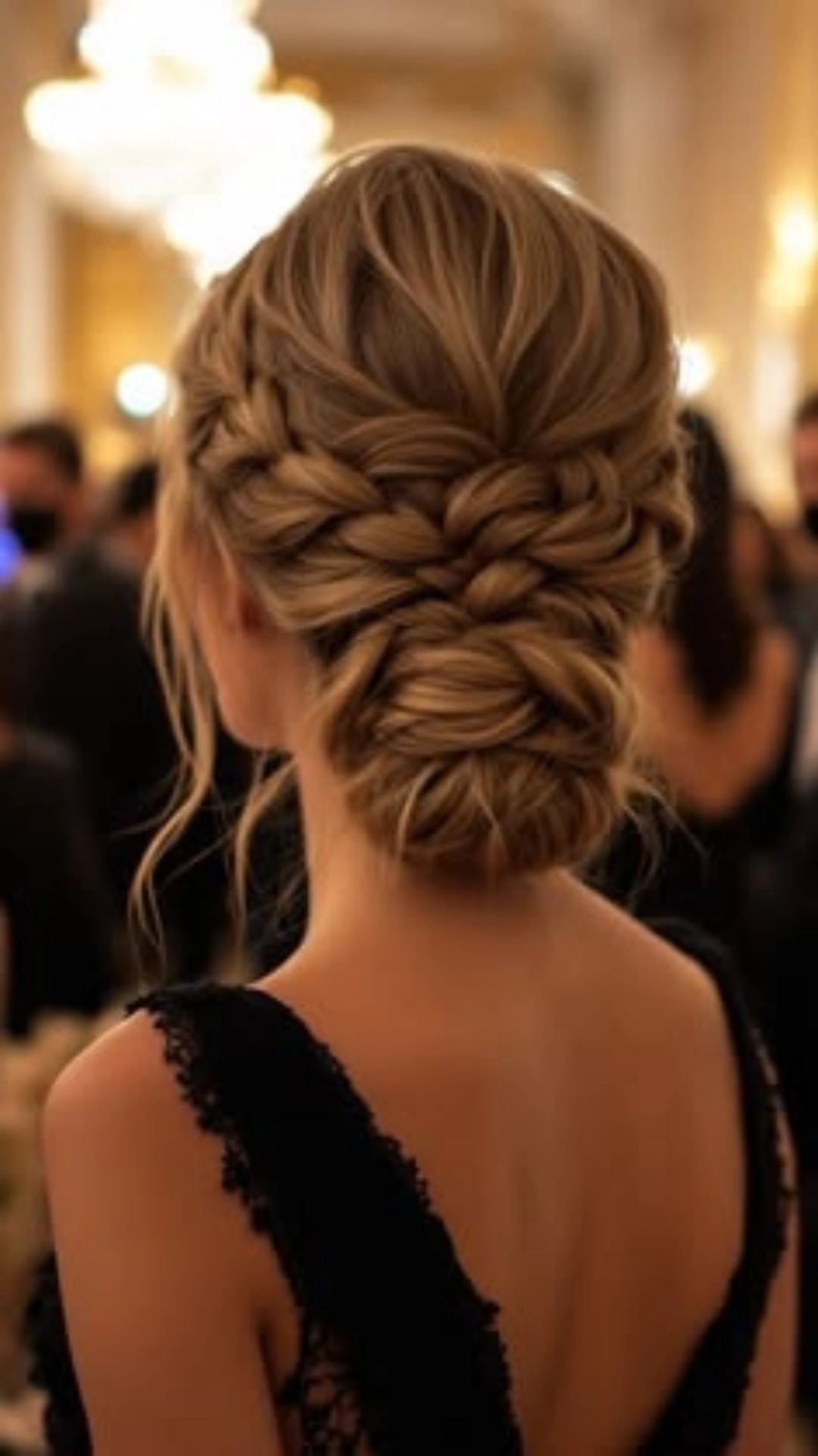 Braided updo styled for a formal evening event