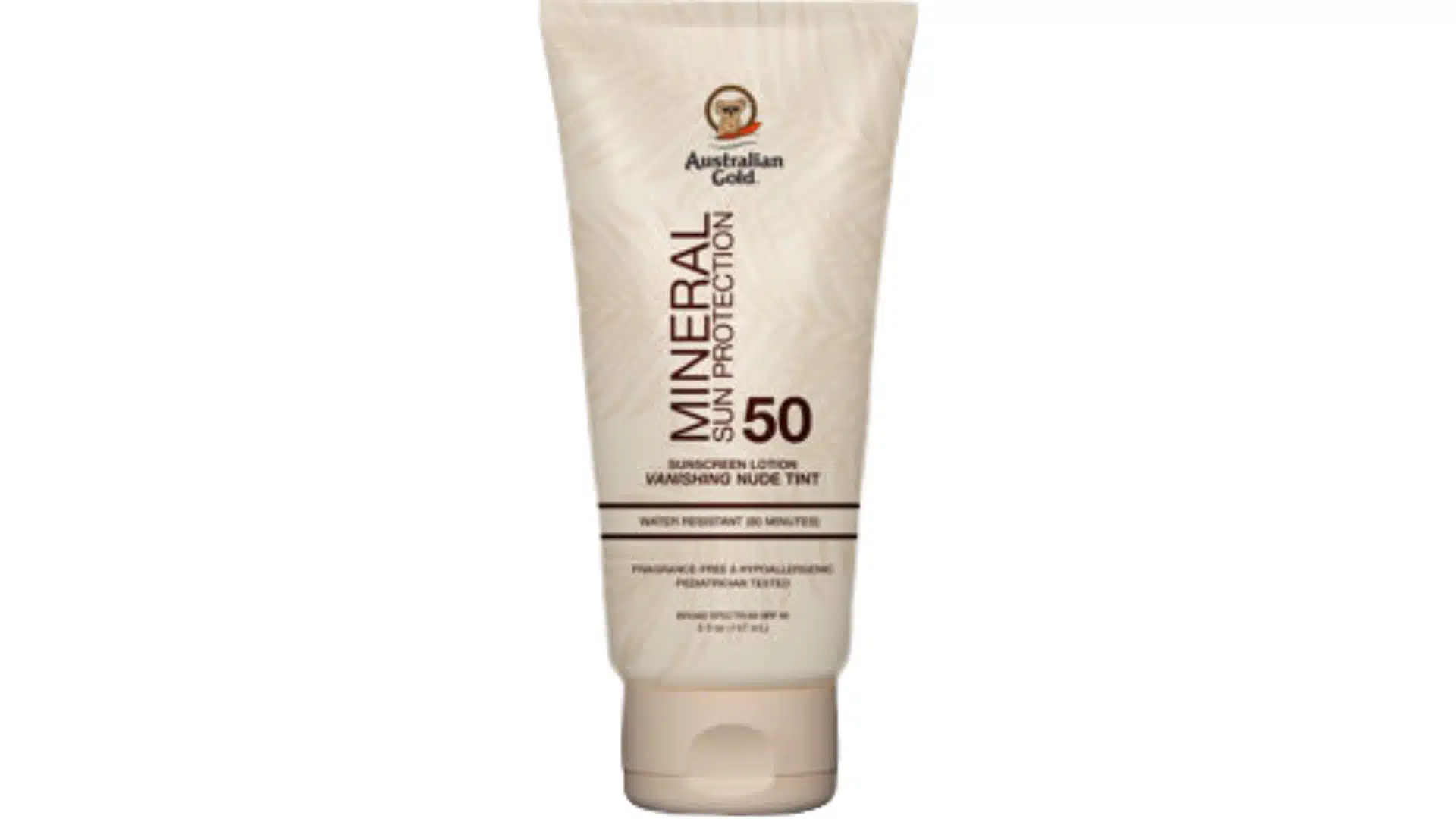 Australian Gold Mineral Sun Protection SPF 50 tinted sunscreen lotion tube for oily and acne prone skin