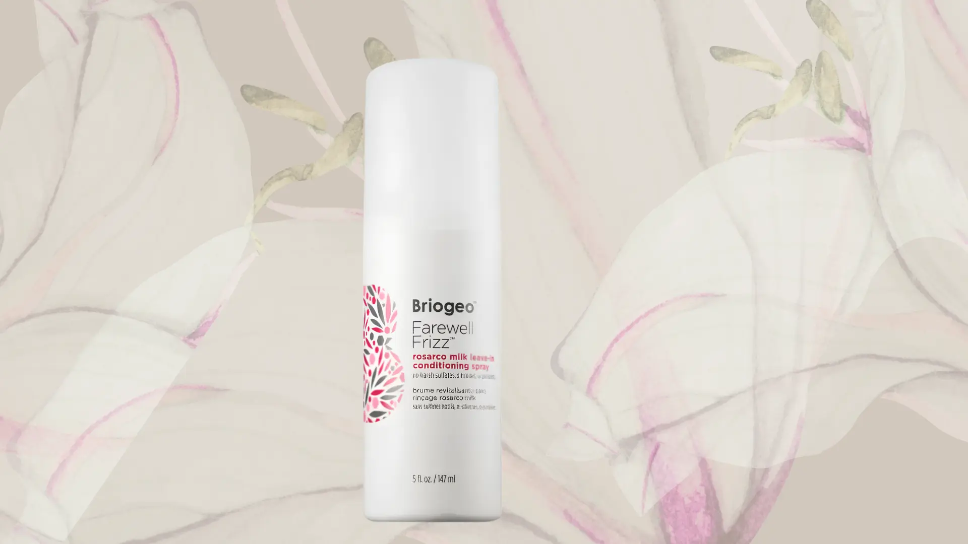briogeo leave in conditioner for curly hair on a floral background