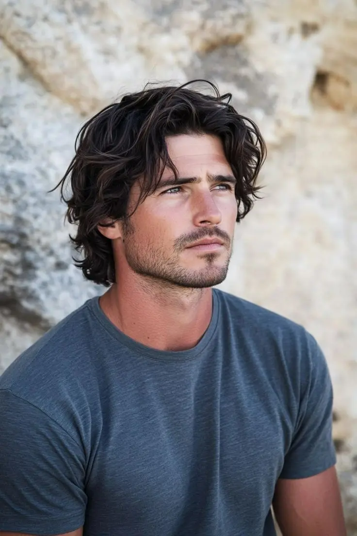 Long wavy hairstyle with medium length textured layers and natural loose waves
