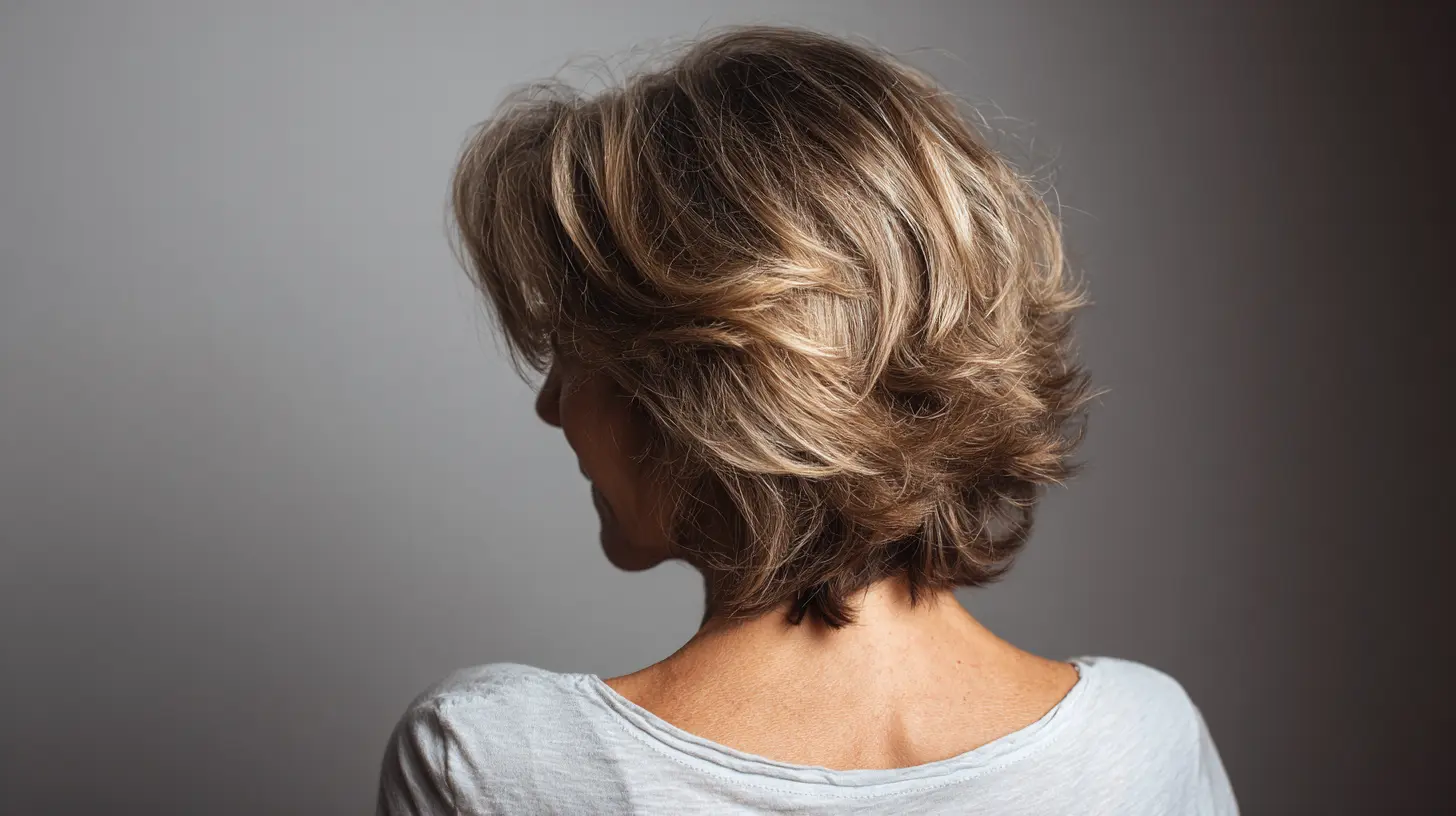 Medium length hairstyle with face framing layers adding softness and natural dimension