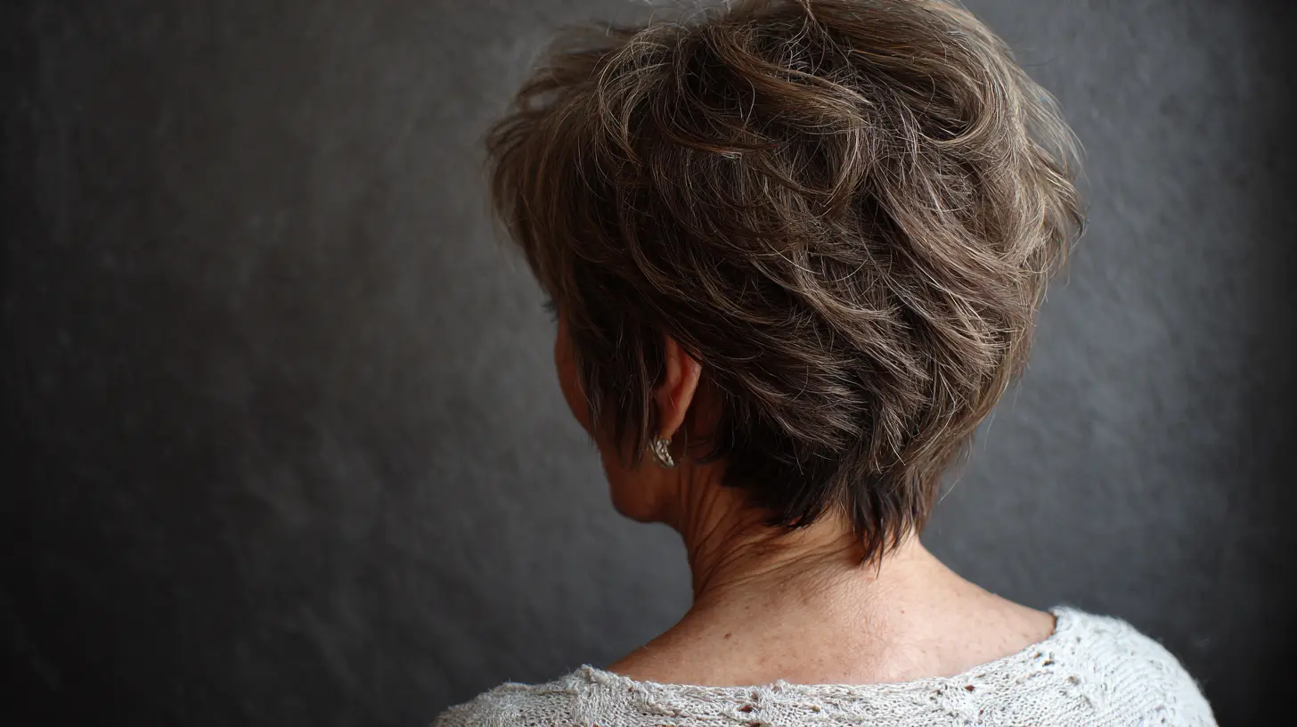 Short choppy layered haircut with textured ends adding lift and effortless movement