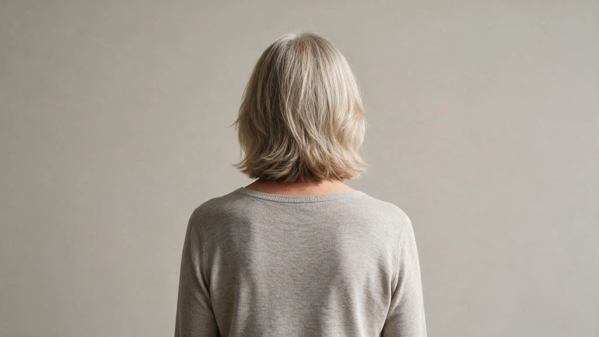 Shoulder length feathered haircut with soft layers and flipped ends creating a lightweight textured finish